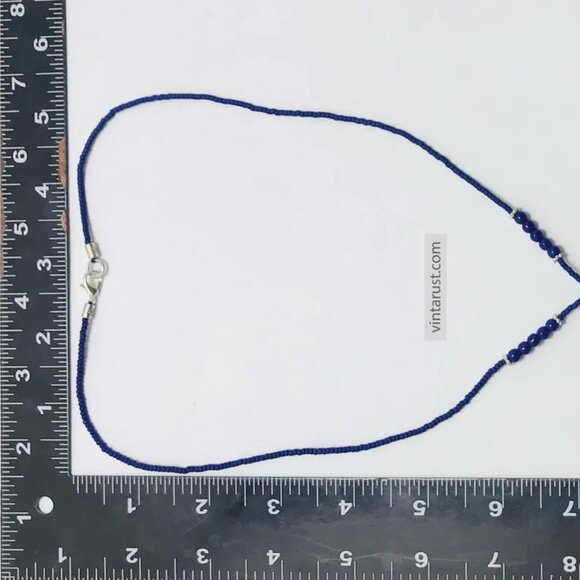 Blue Beaded Necklace with Silver Heart Lapis Pendant, Unique Beaded Necklace - Picture 10 of 11